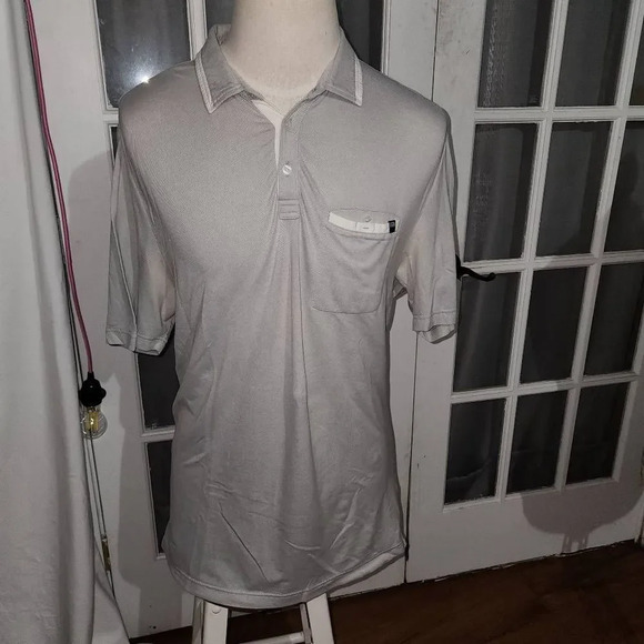 Travis Mathew Mens‎ Gray White Polo Shirt Large - Picture 1 of 6